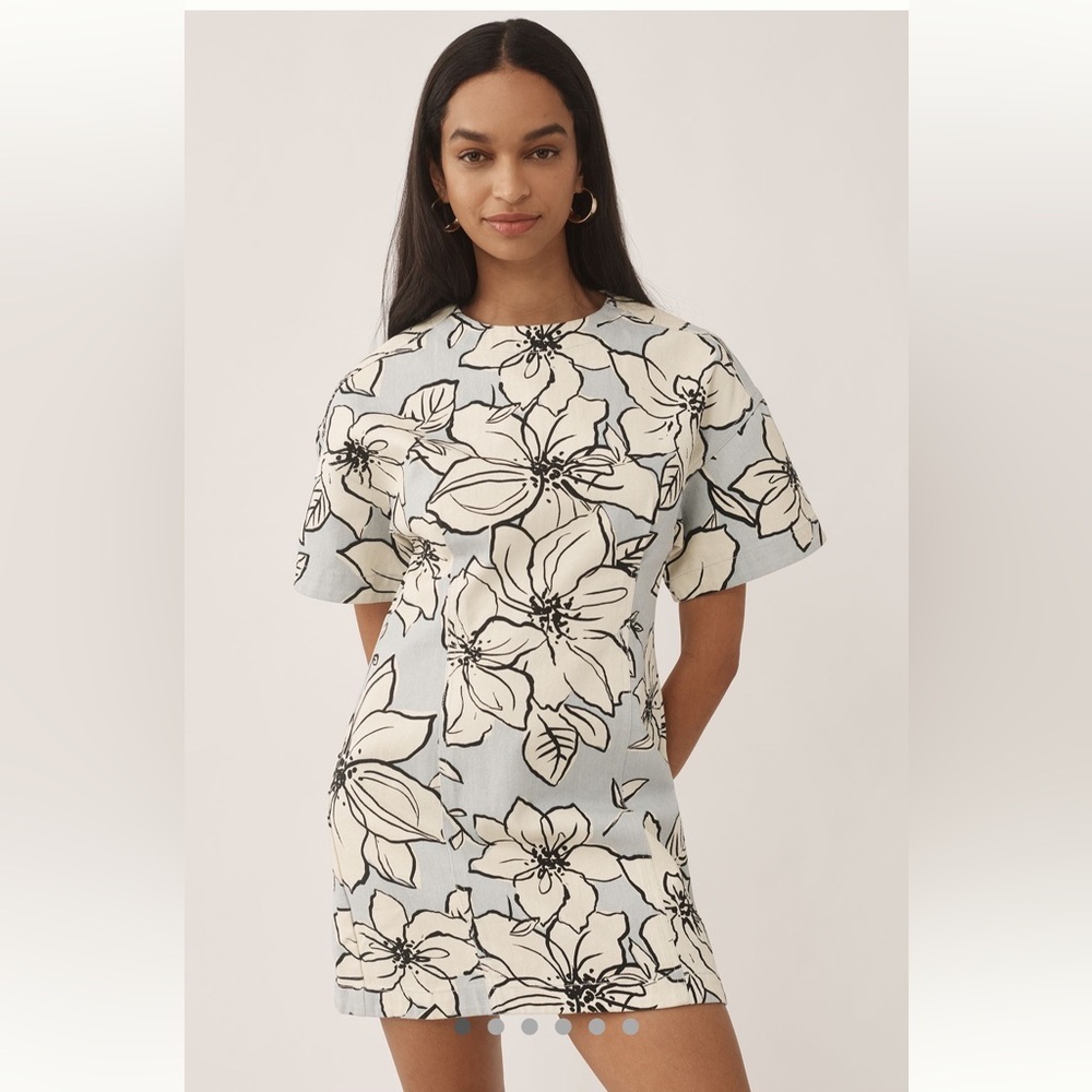 Anthropologie Dhruv Kapoor Short-Sleeve Denim Mini Dress